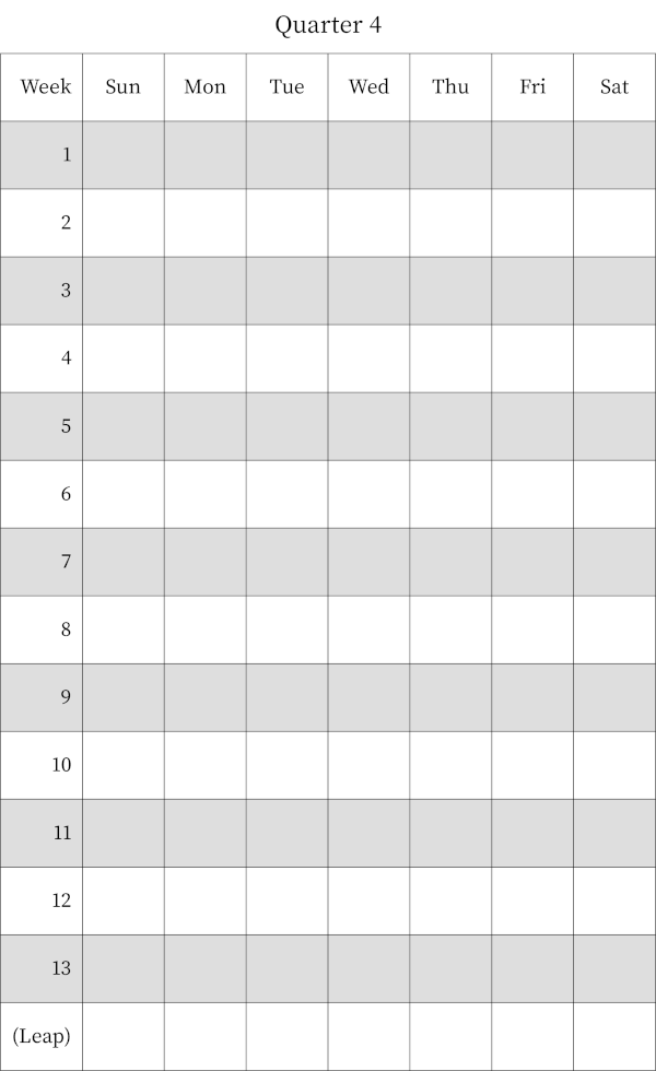 Quarter 4 calendar example